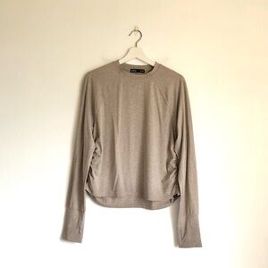 PrAna Sol Searcher Long Sleeve Crewneck Shirt Top | Shroom Brown, Size Large